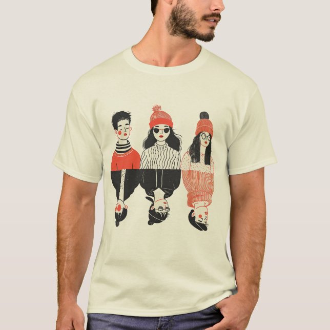 Enkel modern teckning för coola ungdomar t shirt (Framsida)