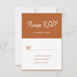 Enkel modern terracotta-typografi bröllop OSA kort