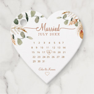Enkel modern terrakotta vigselkalender datum gåvor etiketter