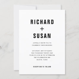 Enkel modern text | Svartvit Bröllop Inbjudningar