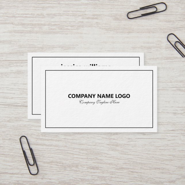 Enkel modern tin bl Gräns på vitt Affärskort Visitkort (Fram/Back In Situ)