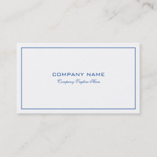 Enkel modern Tin Blue Gräns On White Visitkort