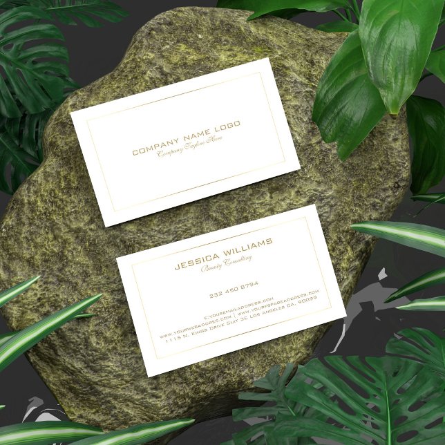 Enkel modern Tin Guld Gräns on White Visitkort (Skapare uppladdad)