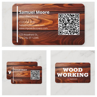 Enkel Modern Träbearbetning Snickare QR-kod Visitkort