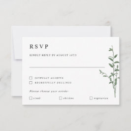 Enkel Modern Trädgren Botanisk Bröllop RSVP C OSA Kort