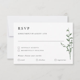 Enkel Modern Trädgren Botanisk Bröllop RSVP C OSA Kort