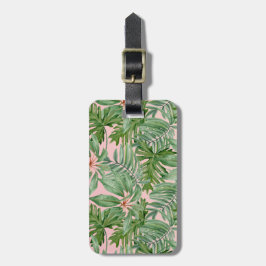 Enkel modern tropisk Blommigt vid Rosa Handflatan  Bagagebricka