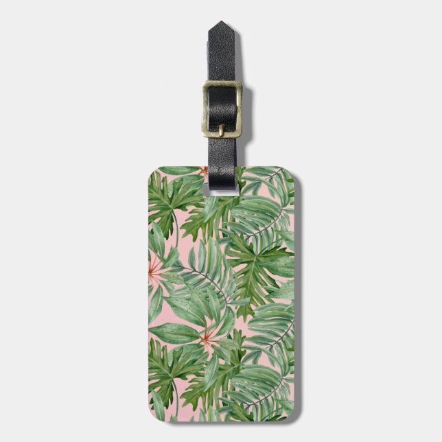 Enkel modern tropisk Blommigt vid Rosa Handflatan  Bagagebricka (Vertikal Framsida)