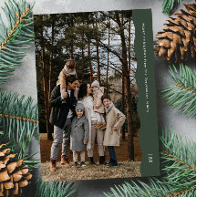 Enkel modern två-foto vågig kant grön jul