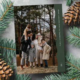 Enkel modern två-foto vågig kant grön jul julkort