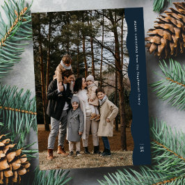 Enkel modern två foto vågigt kant marin jul julkort