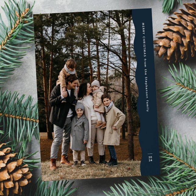 Enkel modern två foto vågigt kant marin jul julkort (Skapare uppladdad)
