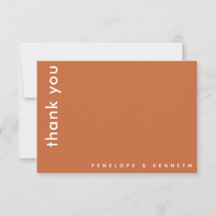 Enkel modern typografi - bränd Orange Bröllop Tack Kort