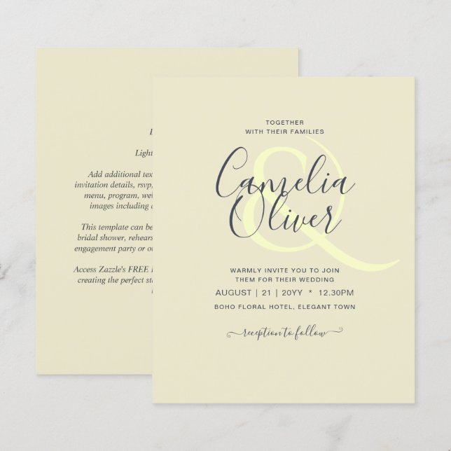 Enkel modern typografi, färggångarna Bröllop (Fram/baksida)