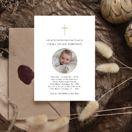 Enkel modern typografi katolsk baptism Guld Inbjudningar