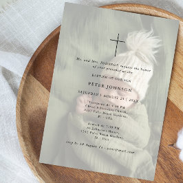 Enkel, modern typografi, matad foto-baptism inbjudningar