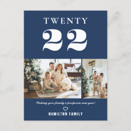 Enkel modern typografi nyår 2 foto vykort