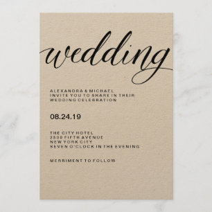 Enkel modern typografi på Kraft Papper Inbjudningar