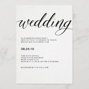 Enkel modern typografi på Papper vattenfärg Inbjudningar