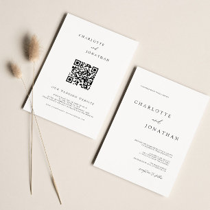 Enkel modern typografi QR-kod Bröllop Inbjudningar