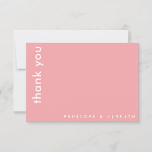 Enkel modern typografi Rosa Personligt bröllp Tack Kort