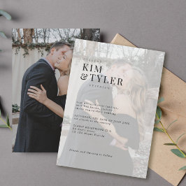 Enkel modern typografisk fotoövertäckning över brö inbjudningar
