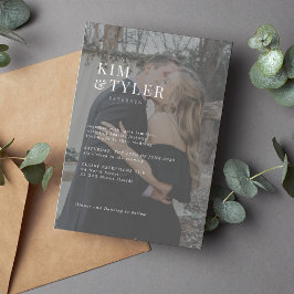 Enkel modern typografisk fotoövertäckning över brö inbjudningar