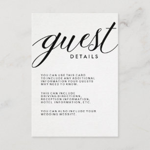 Enkel, modern typografisk gästinformation tilläggskort
