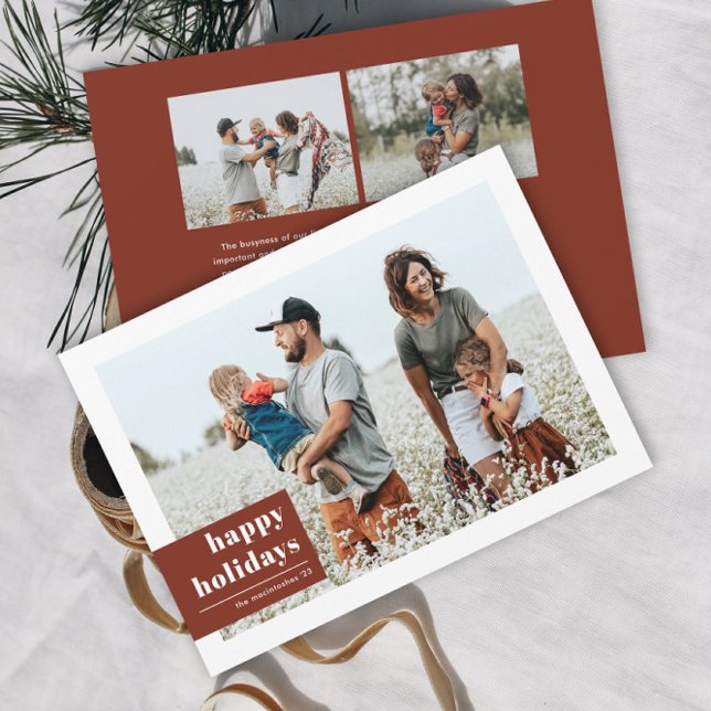 Enkel modern typsnittsfärg block foto julkort (A modern color block typographic photo christmas holiday card.)