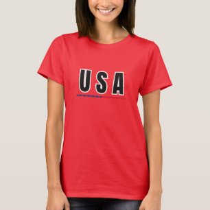 Enkel Modern USA Amerika Art Brev Flagga Souvenir T Shirt