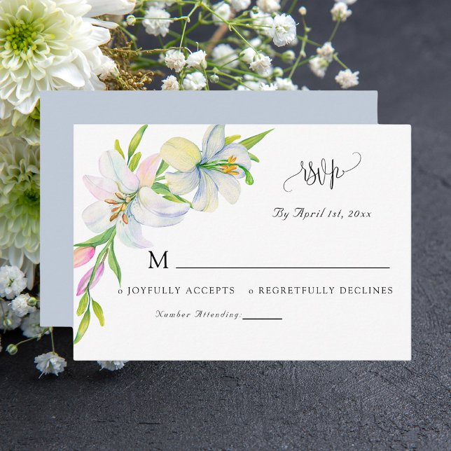 Enkel modern vattenfärg blomster RSVP bröllopskort (Skapare uppladdad)