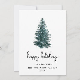 Enkel modern vattenfärg Julgran Julkort