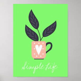 Enkel modern växtpastel poster