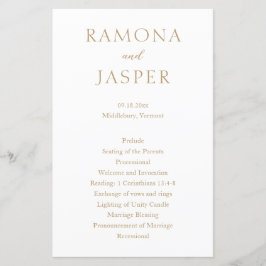 Enkel modern vigselprogram med guld