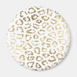 Enkel modern, vit chic faux guld cheetah-utskrift magnet