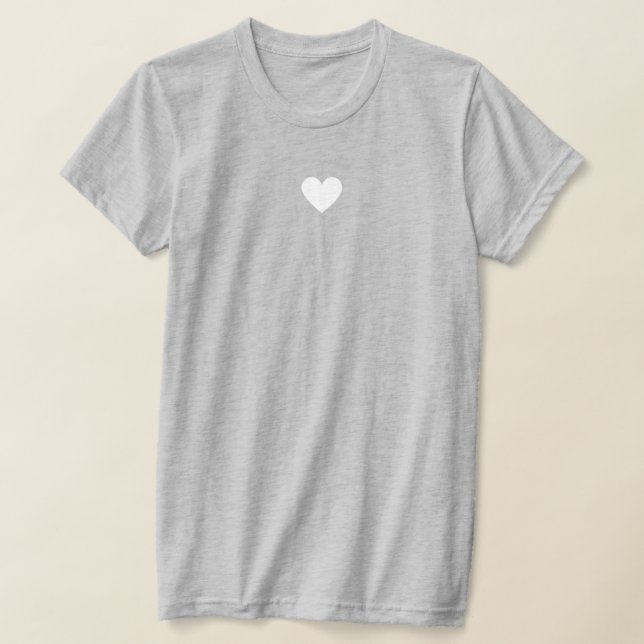 Enkel Modern Vit Hjärtan T Shirt (Laydown)