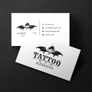 Enkel & Modern Vit Tattoo Artist Butik Drake Visitkort
