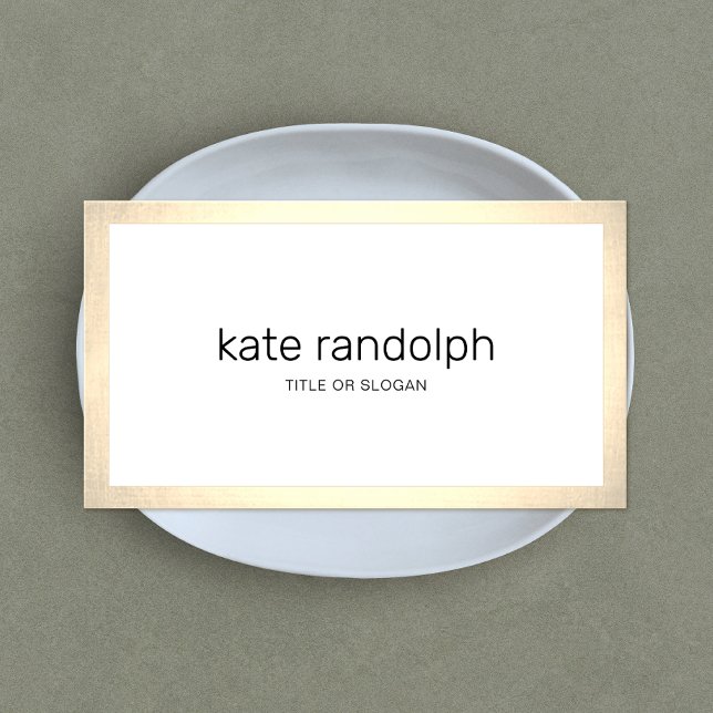 Enkel modern Vita Guld Gräns Visitkort (Skapare uppladdad)