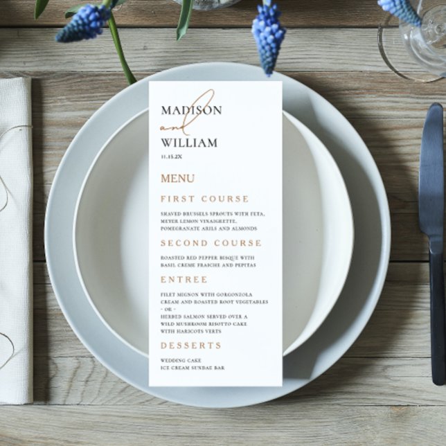 Enkel Modern White Bröllop Menu Meny (Skapare uppladdad)