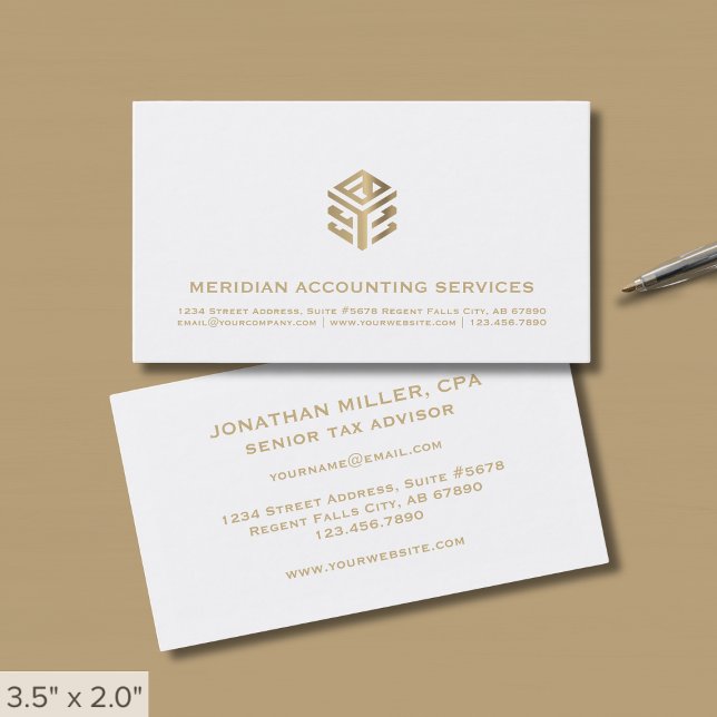 Enkel Modern White Guld Logotyp Visitkort (Skapare uppladdad)