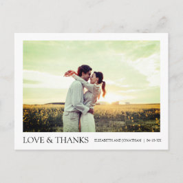 Enkel Modernt Foto Tack Bröllopskort Meddelande Vykort