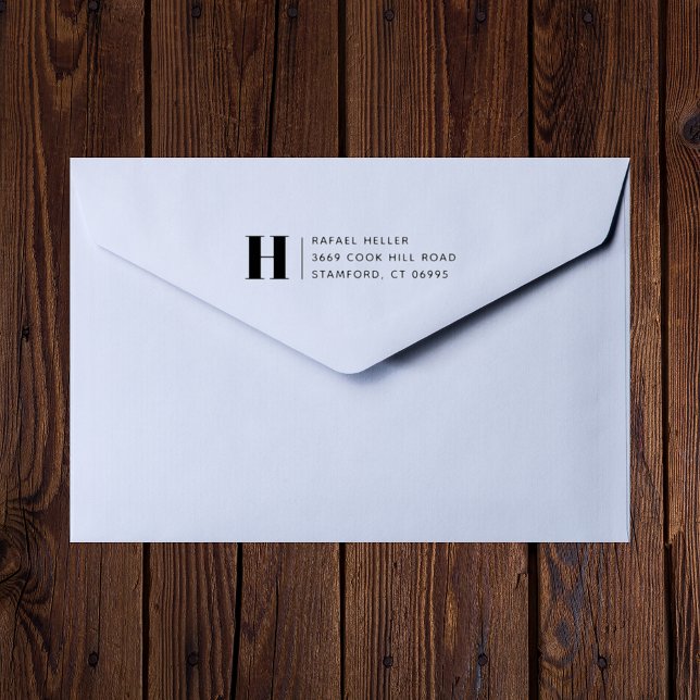 Enkel Modernt Monogram Returadress Stämpel (Simple modern monogram rubber stamp adds a clean personal touch to every envelope.)