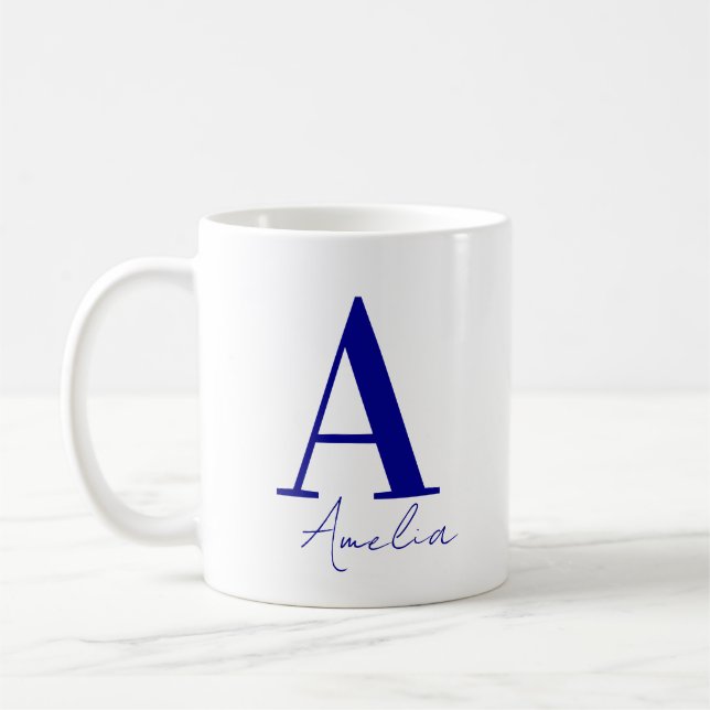 Enkel Modernt Monogramnamn Kaffemugg (Vänster)