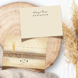 Enkel, modernt par Rustic Pampass Grass Bröllop Anteckningskort