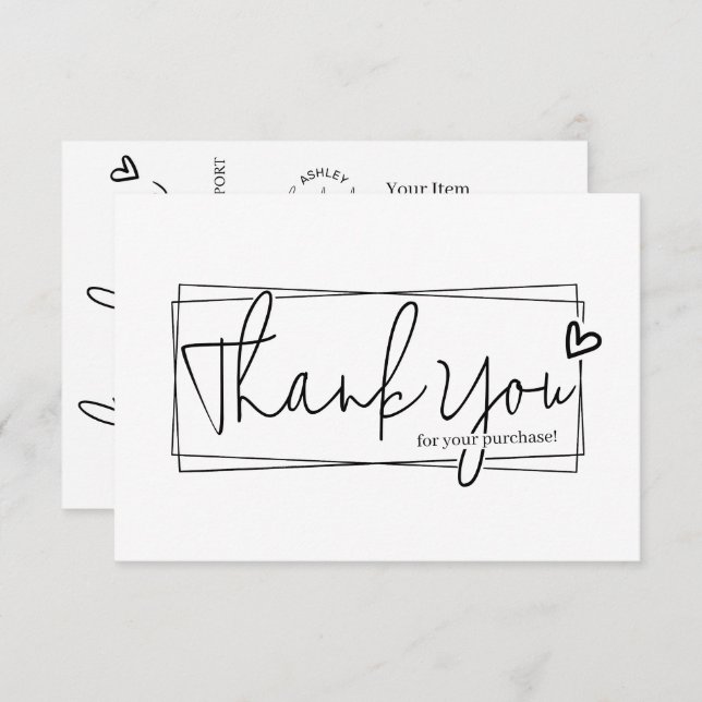 Enkel Modernt Skript QR-kod, Tack Tilläggskort (Fram/baksida)