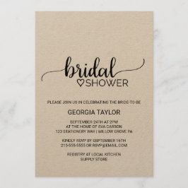 Enkel Möhippa i Kraft Calligraphy Inbjudningar