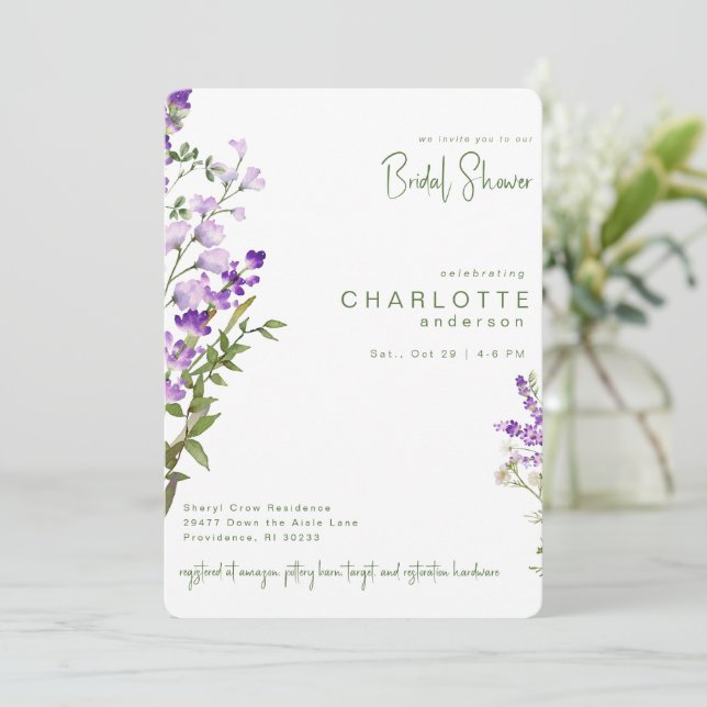 Enkel Möhippa i Lavender Round Inbjudningar (Stående Fram)