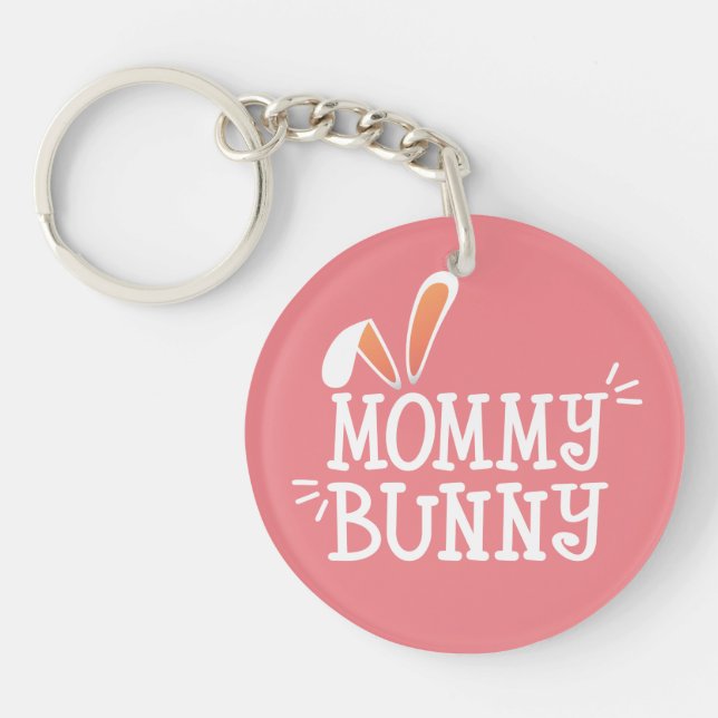 Enkel Mommy Bunny Påsktypografi | Nyckelring (Framsidan)