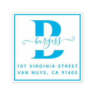 Enkel monografisk ruta, handskriven självfärgande stämpel