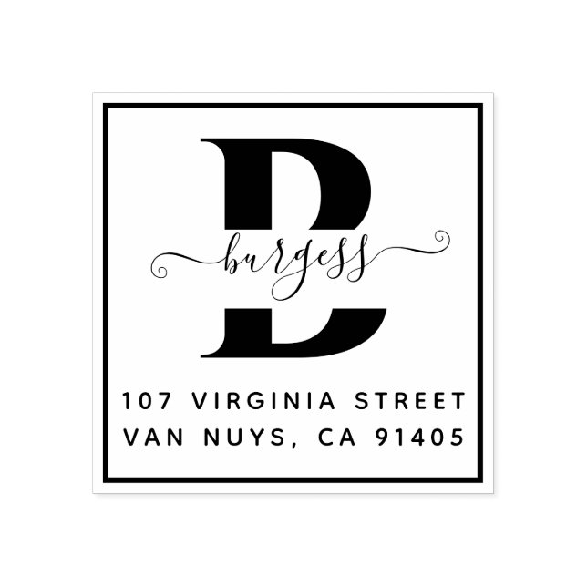 Enkel monografisk ruta, handskriven stämpel (Tryck)